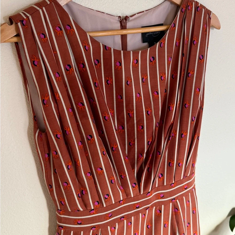 Rachel Comey Marion Dress Sz 2 EUC Silk Sheath Retro Floral Striped - Picture 4 of 16